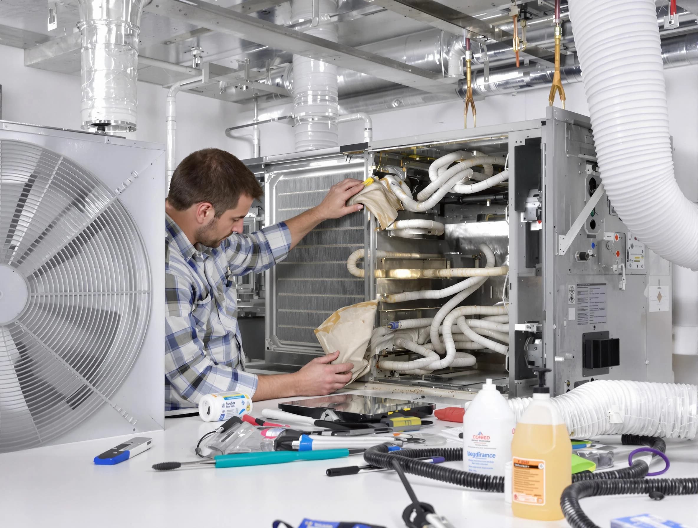 Riverdale Air Duct Cleaning specialist performing precision AC coil cleaning in Riverdale